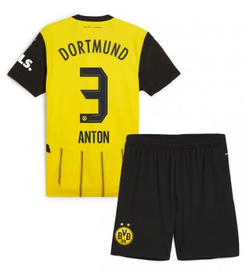 Borussia Dortmund Waldemar Anton #3 Hemmakläder Barn 2024-25 Kortärmad (+ Korta byxor)